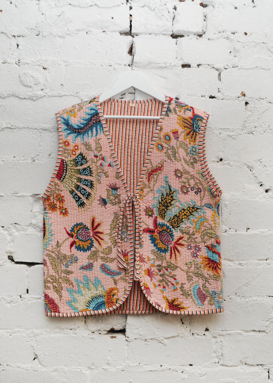 The Folk Waistcoat -  Pink Boho
