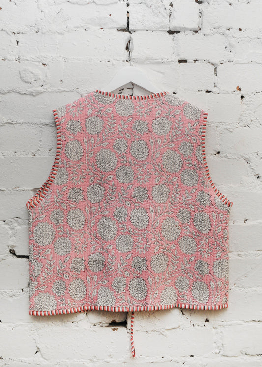 The Folk Waistcoat -  Pink Thistle