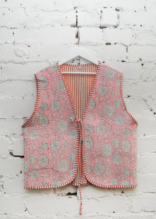 The Folk Waistcoat -  Pink Thistle