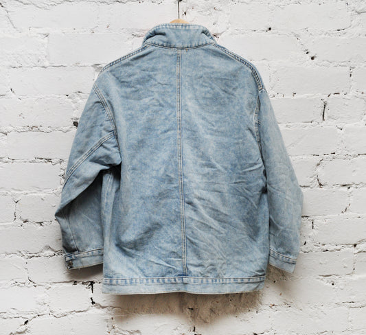 Denim Jacket with Vintage Hill Tribe Textile